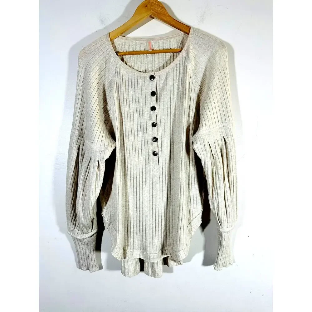Free People Movement Bella Layer Puff Sleeve Henley‎ - XS